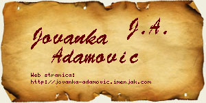 Jovanka Adamović vizit kartica
